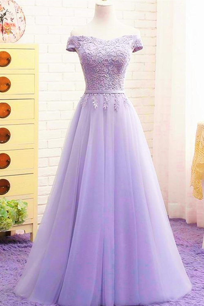prom lilac lace dress
